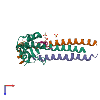 PDB entry 6yif coloured by chain, top view.