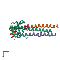 PDB entry 6yih coloured by chain, top view.