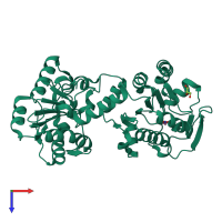 PDB entry 6yjf coloured by chain, top view.