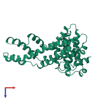 PDB entry 6yjk coloured by chain, top view.