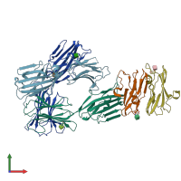 PDB entry 6yjp coloured by chain, front view.