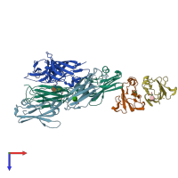 PDB entry 6yjp coloured by chain, top view.