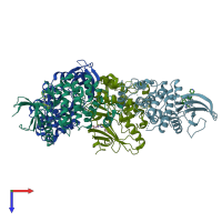 PDB entry 6yky coloured by chain, top view.