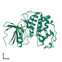 PDB entry 6yl1 coloured by chain, front view.