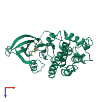 PDB entry 6yl1 coloured by chain, top view.