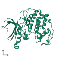 PDB entry 6yl6 coloured by chain, front view.