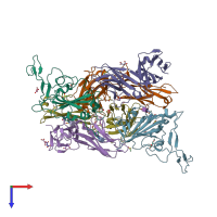 PDB entry 6yla coloured by chain, top view.