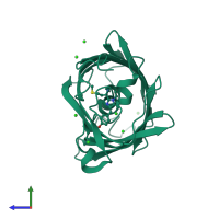 PDB entry 6ylm coloured by chain, side view.