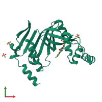 PDB entry 6ylz coloured by chain, front view.