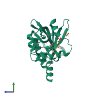 PDB entry 6ylz coloured by chain, side view.