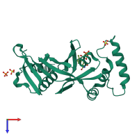 PDB entry 6ylz coloured by chain, top view.