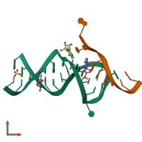 Hetero dimeric assembly 1 of PDB entry 6yml coloured by chemically distinct molecules, front view.