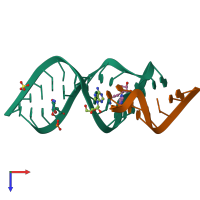 Hetero dimeric assembly 1 of PDB entry 6yml coloured by chemically distinct molecules, top view.