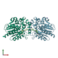 PDB entry 6yn2 coloured by chain, front view.