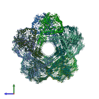 PDB entry 6yn6 coloured by chain, side view.