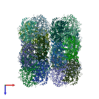 PDB entry 6yn6 coloured by chain, top view.