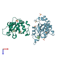 PDB entry 6ynn coloured by chain, top view.