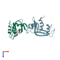PDB entry 6yo1 coloured by chain, top view.