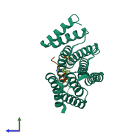 PDB entry 6yp3 coloured by chain, side view.