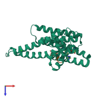 PDB entry 6yp3 coloured by chain, top view.