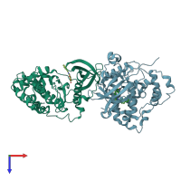 PDB 6yph coloured by chain and viewed from the top.