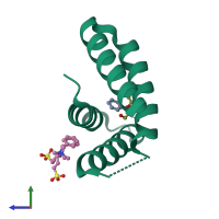 PDB entry 6ypi coloured by chain, side view.