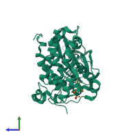 PDB entry 6ypk coloured by chain, side view.