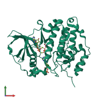 PDB entry 6ypn coloured by chain, front view.