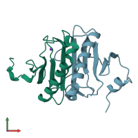 PDB entry 6yqd coloured by chain, front view.