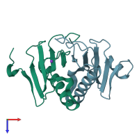PDB entry 6yqd coloured by chain, top view.