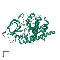 PDB entry 6yqi coloured by chain, top view.