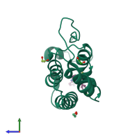 PDB entry 6yqo coloured by chain, side view.