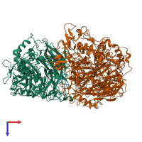 PDB entry 6yrk coloured by chain, top view.