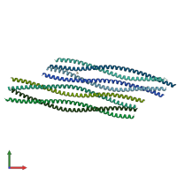 PDB entry 6yrn coloured by chain, front view.