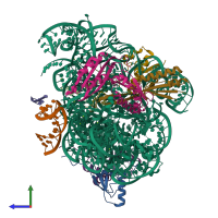 PDB entry 6ys5 coloured by chain, side view.