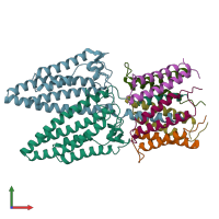 PDB entry 6ys8 coloured by chain, front view.