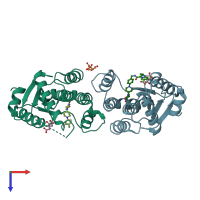 PDB entry 6yt1 coloured by chain, top view.