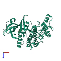 PDB entry 6yte coloured by chain, top view.