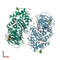 PDB entry 6ytp coloured by chain, front view.