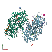 PDB entry 6ytr coloured by chain, front view.