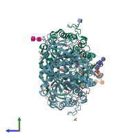 PDB entry 6ytr coloured by chain, side view.