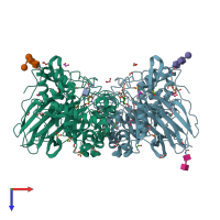 PDB entry 6ytr coloured by chain, top view.