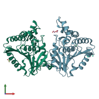 PDB entry 6yuo coloured by chain, front view.