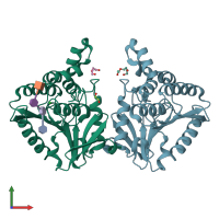 PDB entry 6yuq coloured by chain, front view.