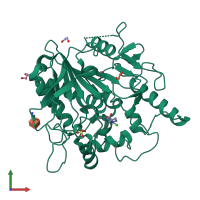 PDB entry 6yv0 coloured by chain, front view.