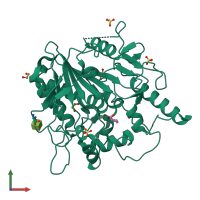 PDB entry 6yv2 coloured by chain, front view.