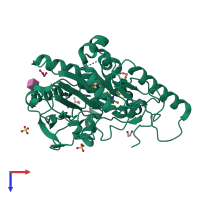 PDB entry 6yv4 coloured by chain, top view.