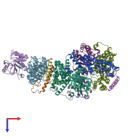 PDB entry 6yvh coloured by chain, top view.