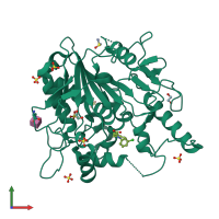 PDB entry 6yxi coloured by chain, front view.