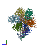 PDB entry 6yy0 coloured by chain, side view.